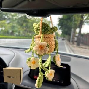 Crochet Hanging Succulent Car Decor